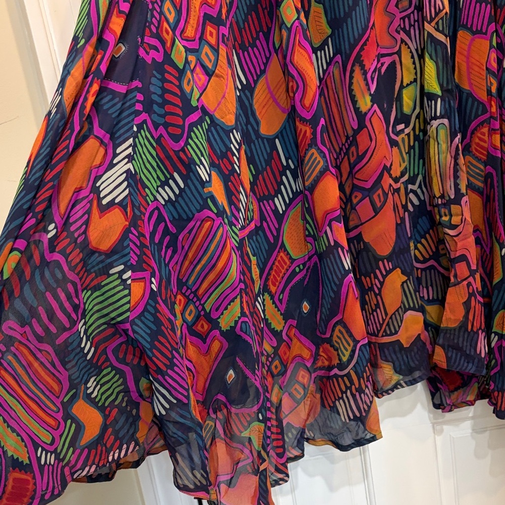 Vintage Designer Bob Mackie Collection II 100% Silk Multicolored Maxi Skirt - Picture 7 of 12